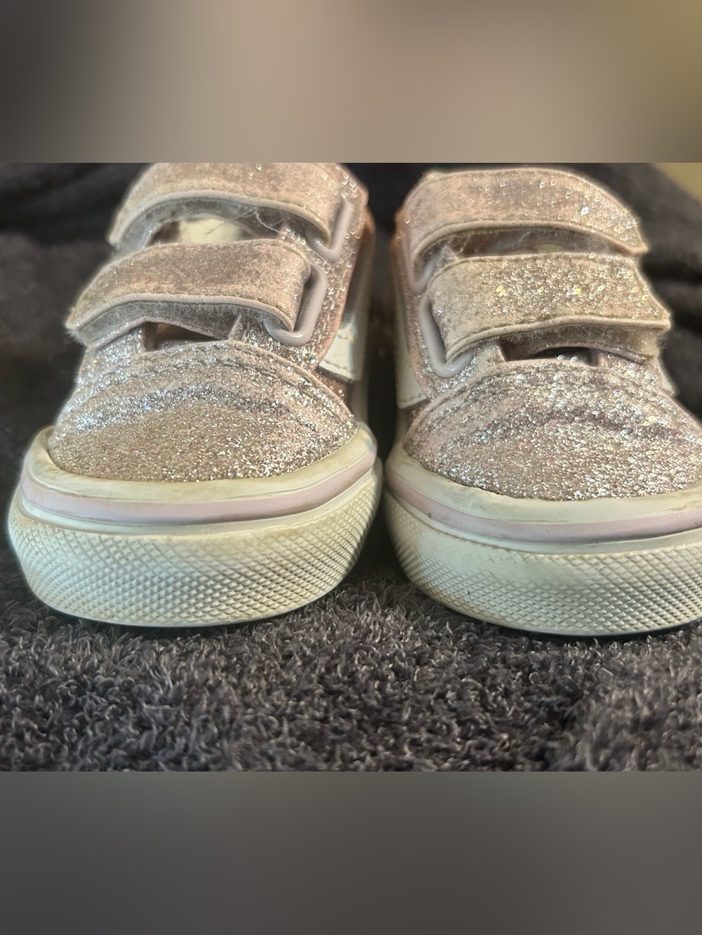 Vans Baby Girl Pink Glitter Sneakers Size 3 Adjustable Straps/Retail $43 - Picture 2 of 10